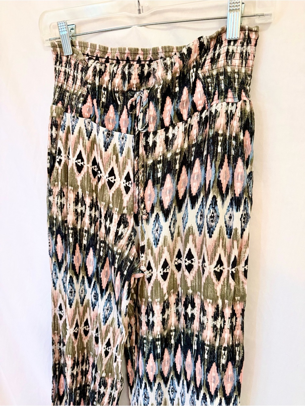 Peace & Pearls Smocked Waist Ikat Palazzo Pants